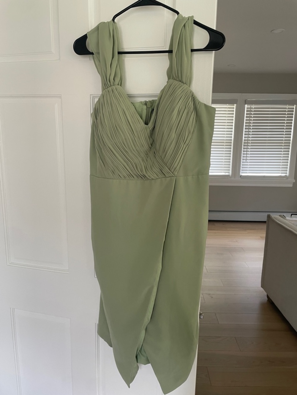 Lavish Alice Light Sage Green Midi Wrap-Front Dress